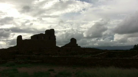 Ruins and Storm Clouds Timelapse Video stock 143355