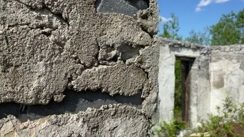 Ruins and tree-lined roads in an abandoned city. 4K shooting. Stock-Footage 132386707