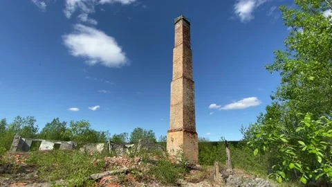 Ruins and tree-lined roads in an abandoned city. 4K shooting. Stock Footage 132386746