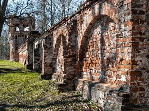 Ruins of the architectural complex Fedorovsky town in Tsarskoye Selo in St. P Stock Photos