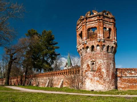Ruins of the architectural complex Fedorovsky town in Tsarskoye Selo in St. P Stock Photos