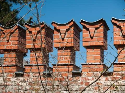 Ruins of the architectural complex Fedorovsky town in the Alexander Park in T Stock Photos
