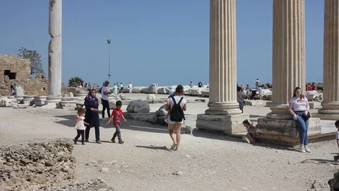 Ruins of Athena and Apollo temple in Side. Stock Footage 108587409