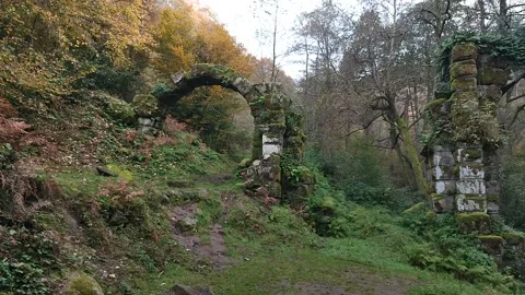Ruins in autumn Stock Footage 186136266