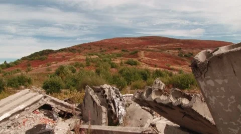 The ruins on the background of mountains Stock Footage 68943998