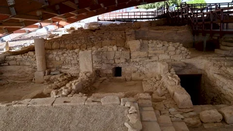 Ruins of baths and House of Eustolios in Kourion Archaeological Site, Cyprus Stock Footage 232926774