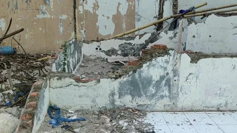 A ruins of a building Stock Footage 260538825