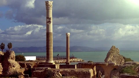 The Ruins Of Carthage With Columns Stock Footage 114254833