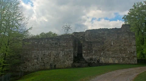 Ruins of a castle keep on cloudy day Video stock 62489038