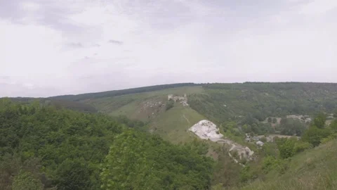 The ruins of the castle on the mountain in daylight Video stock 89923299