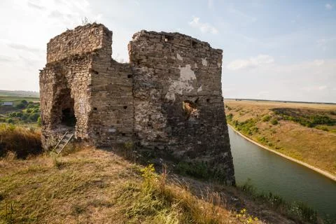 The ruins of Castle in Zhvanec, Khmelnytskyi Oblast, Western Ukraine. Stock Photos