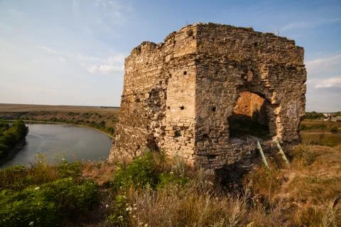 The ruins of Castle in Zhvanec, Khmelnytskyi Oblast, Western Ukraine. Stock Photos