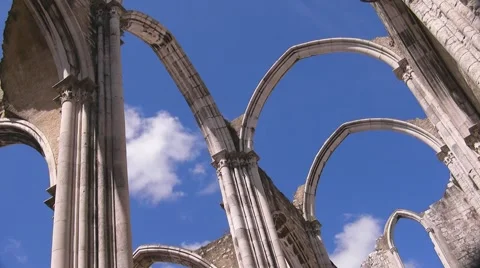 Ruins of cathedral against cloudy sky (time lapse) Stock Footage 5186327