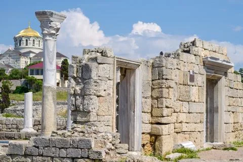 Ruins of Chersonese 库存照片