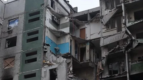 Ruins of city because of terrorist attacks, bomb shelling of civilian object. Stock Footage 196186010