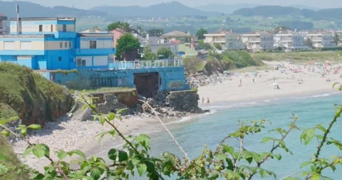 Ruins of a Collapsed Seaside Building Stock Footage 303453641