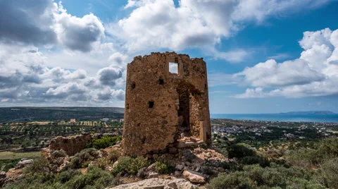 Ruins of a Cretan Windmill Stock Footage 52311202