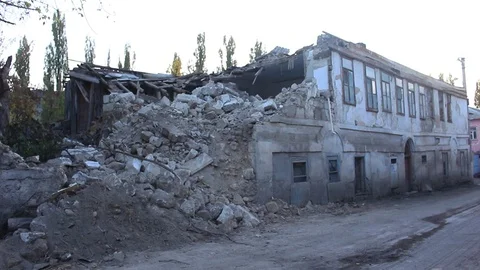 Ruins of Damaged House Stock Footage 70505269
