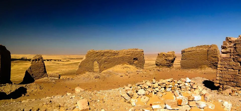 Ruins of Deir Al Kashef coptic monastery and temple,Kharga oasis, Egypt Stock Photos