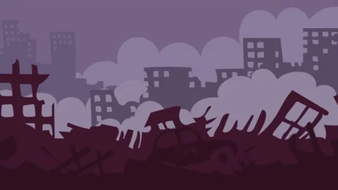 Ruins of a destroyed city Stock Footage 234830679