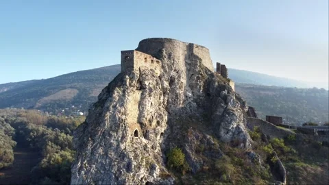Ruins of Devin castle with Beautiful landscape near Bratislava Stock Footage 253026855