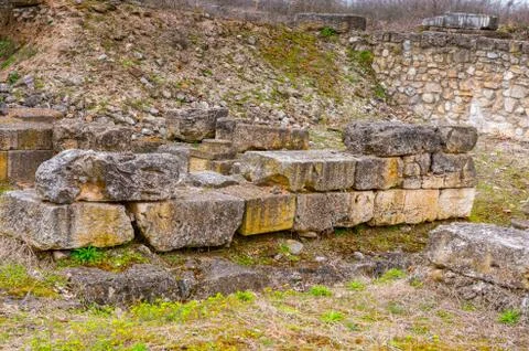 Ruins of the Dion Archeological Site in Greece Stock Photos