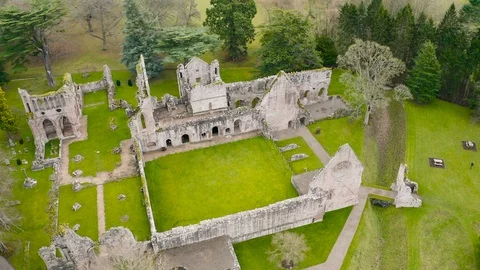 Ruins of Dryburgh Abbey in the Scottish Borders Stock Footage 100642013