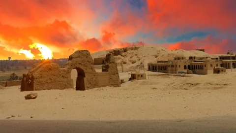 Ruins in Egypt desert Stock Footage 89339476