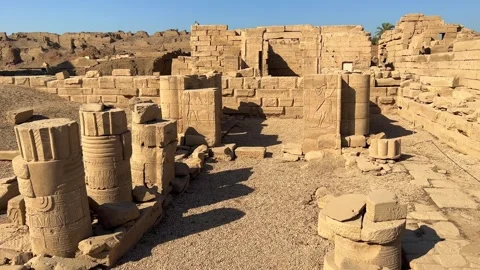 The ruins of the Egyptian temple complex Dendera. Museum in Egypt.  Stock Footage 252563549