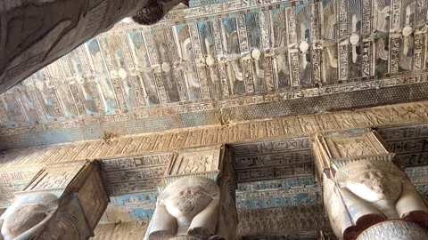The ruins of the Egyptian temple complex of Dendera.  Stock Footage 261033566