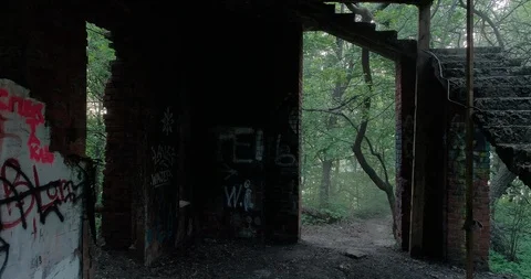 Ruins in forest Stock Footage 89984466