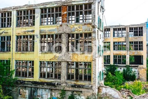 Ruins of the former industrial enterprise Stock Photos