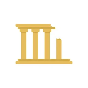 Ruins with four columns and broken top representing ancient building Ilustración de archivo