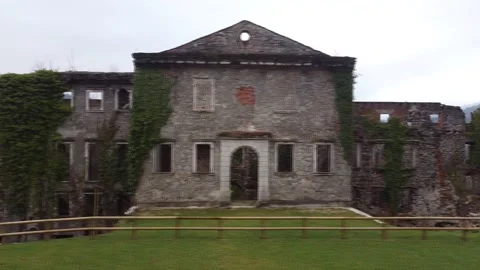 Ruins of Haasberg Castle from behind Stock Footage 144934686