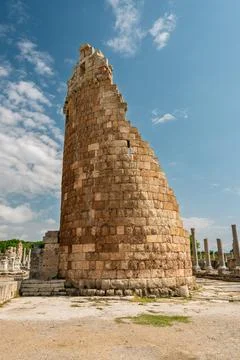 Ruins of the Hellenistic City Gate of the Ancient City of Perge (Perga) in .. Stock Photos