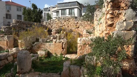 Ruins of the Hellenistic temple in downtown Kas Video stock 343161127