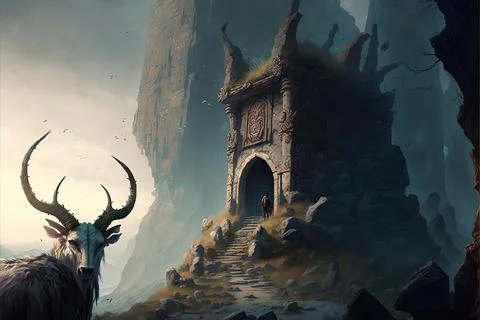 Ruins In The Hills Stock Illustration