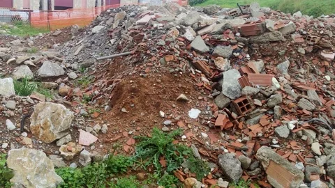 Ruins of a House. Rubble of an Old Destroyed House.  Stock Footage 225446677