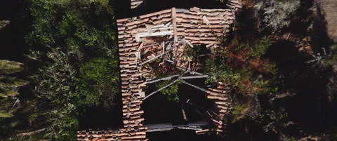 Ruins of a house top down Stock Footage 202267176
