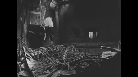 Ruins inside Berlin building Stock Footage 103380055
