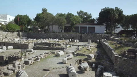 The ruins of the Mausoleum at Halicarnassus in Bodrum, Turkey Stock Footage 197016341