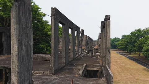 Ruins Of Mile Long Barracks On Corregidor Island Manila Philippines Stock-Footage 336694542