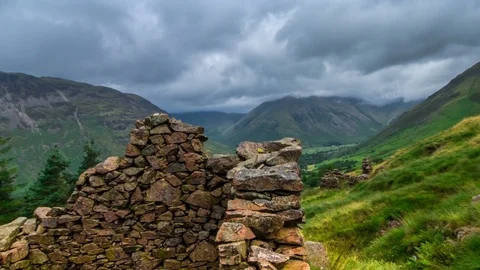 Ruins in the Mountains, Panning Timelapse 스톡 동영상 78723197
