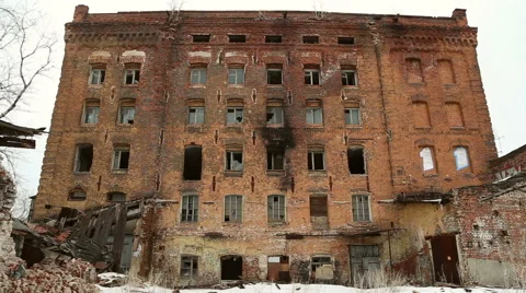 The ruins of the old brick house Stock Footage 61505205
