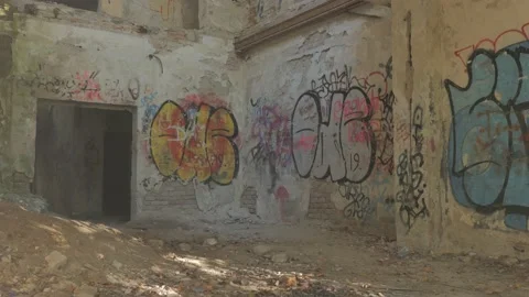 Ruins of an old dilapidated building Stock Footage 163767696