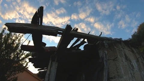 RUINS OF AN OLD HOUSE Stock Footage 93526280