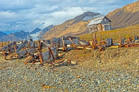 Ruins of an Old Mining Camp Stockfoto's