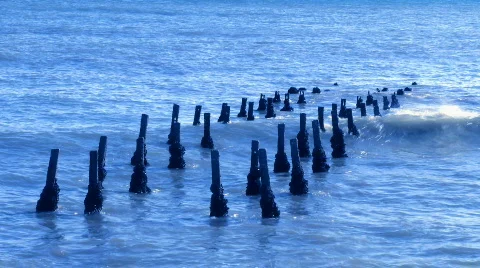 Ruins of old pier  Stock Footage 395655
