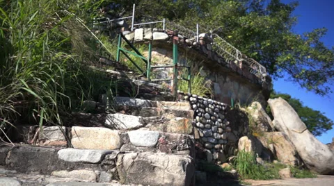 Ruins Old Steps Dolly Stock Footage 34635795