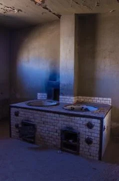 Ruins of once prosperous German mining town Kolmanskop in the Namib desert near Stock Photos